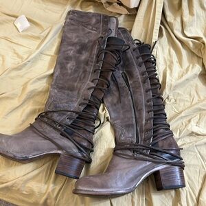 EVERYTHING MUST GO Freebird lace up knee high boots